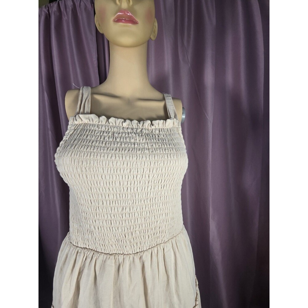 Wild Fable Smocked Tiered Layered Ruffle Sun Dress Beige Juniors M - Picture 10 of 12